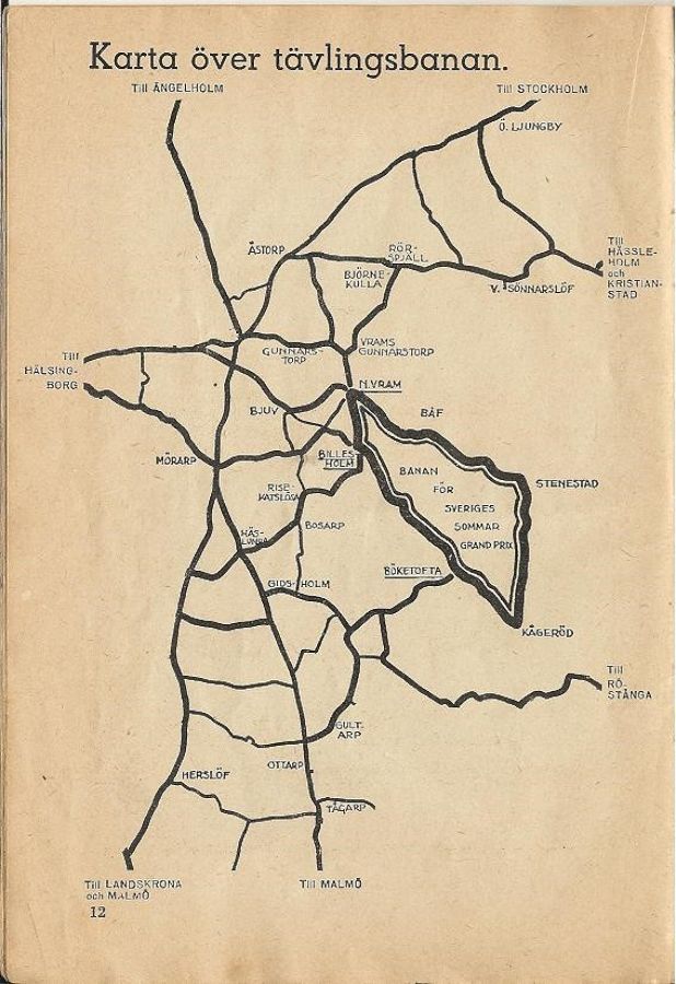Vram 1933 Karta över tävlingsbanan
